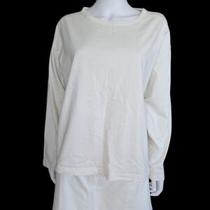 COS Long-Sleeve Crewneck Top in Off-White